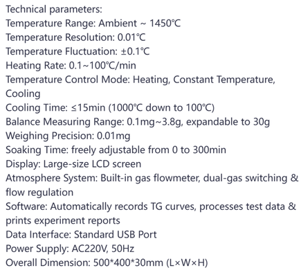 TGA101 TGA-103 Laboratory Thermogravimetric Analyzer With 0.001mW High-sensitivity